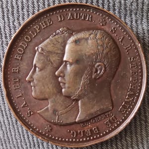 1881 Austria Franz Joseph Marriage Medal Coin Full bold date!