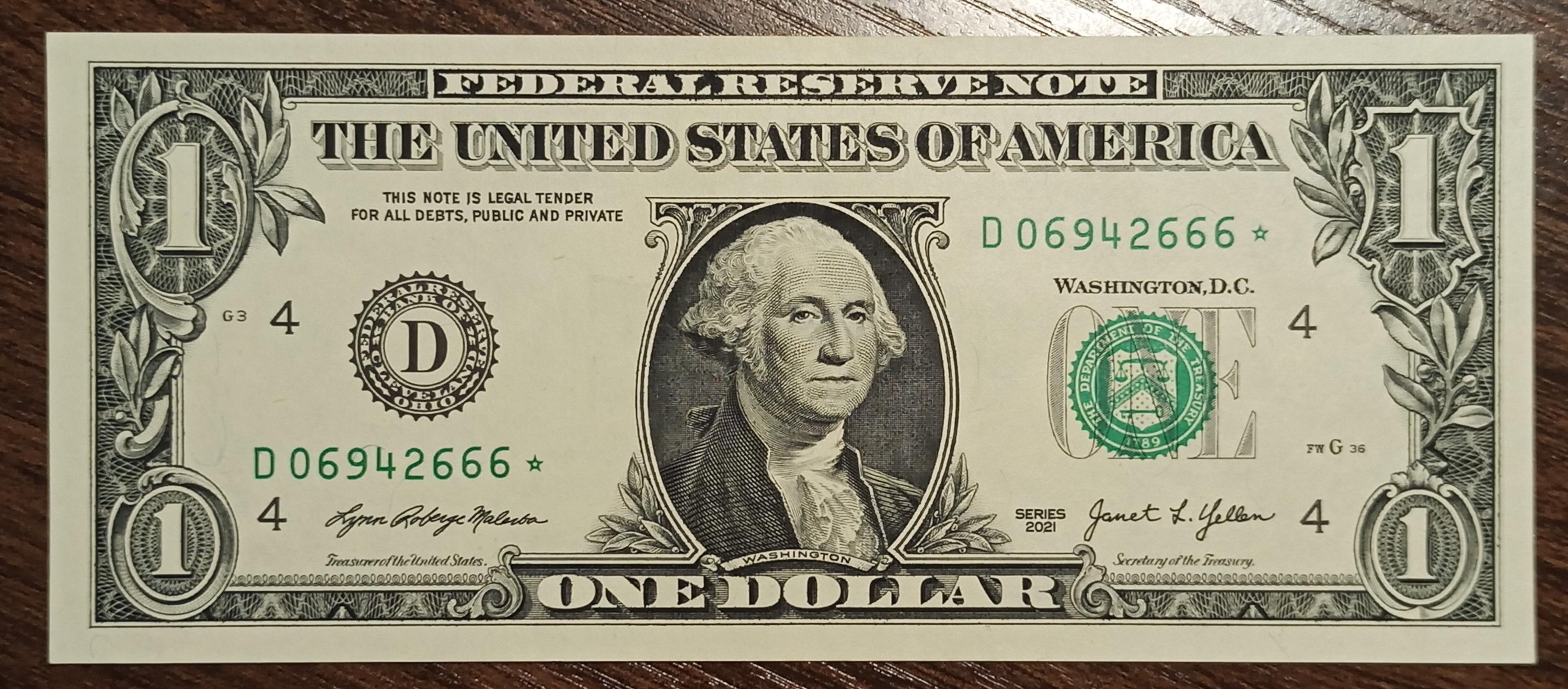 2021 Rare US Star Note 666*/6 Serial Number One Dollar Currency ...