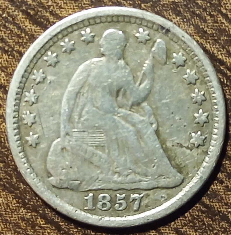 1857 USA Silver Half Dime Full bold date image 1