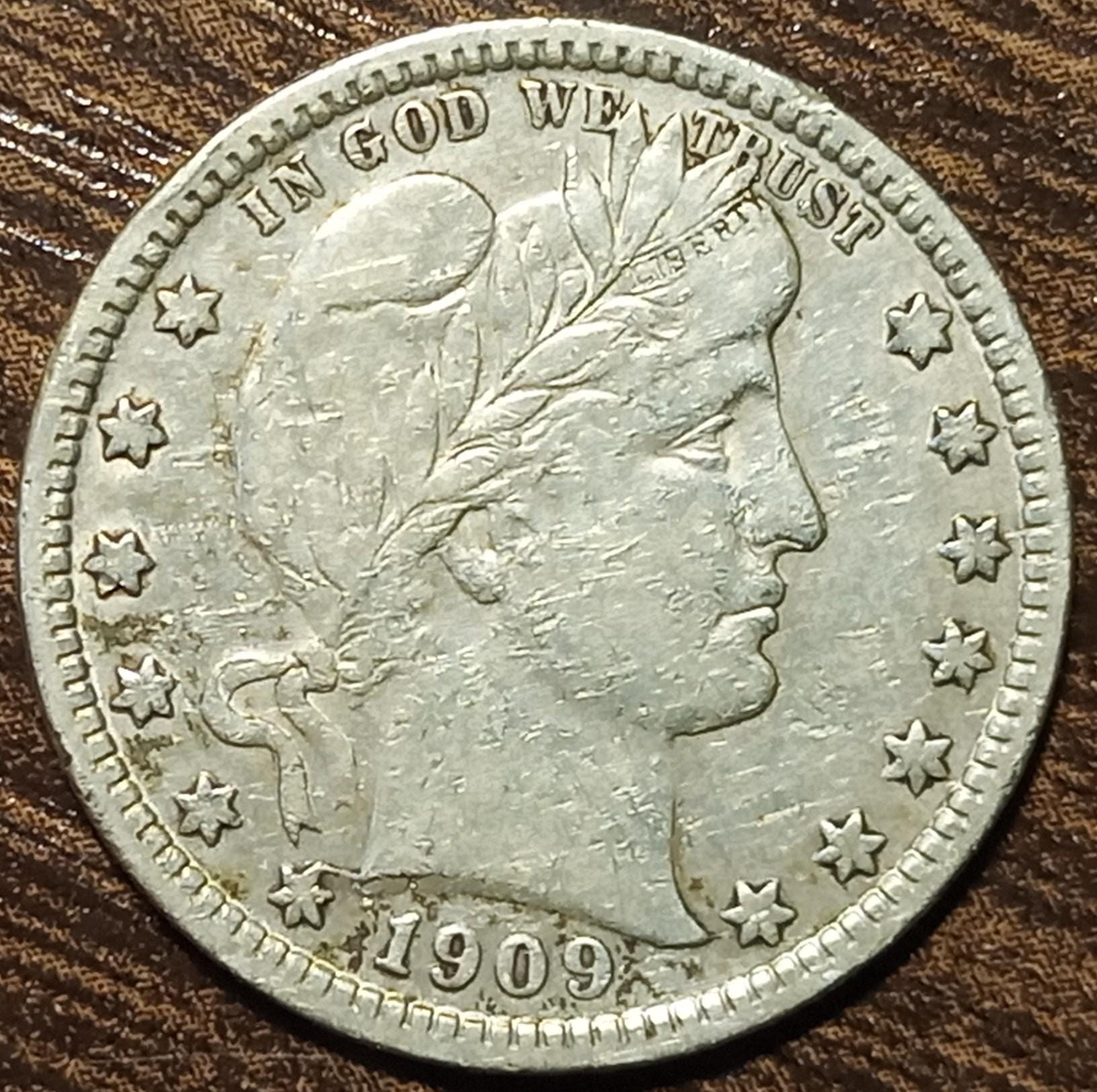 1909-D USA Barber Silver Quarter Full bold date!