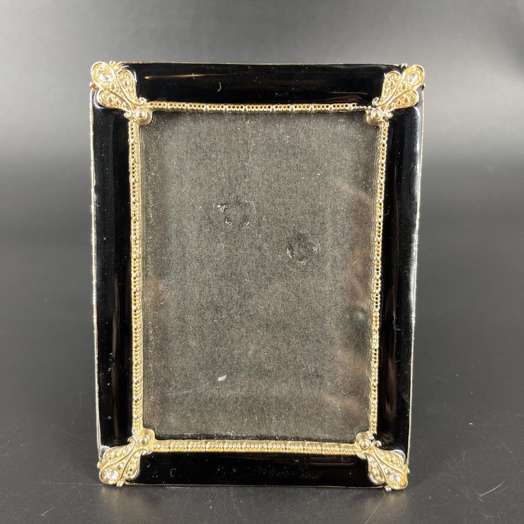 Black Enamel and Rhinestone Photo Frame for 3.5 X 2.5