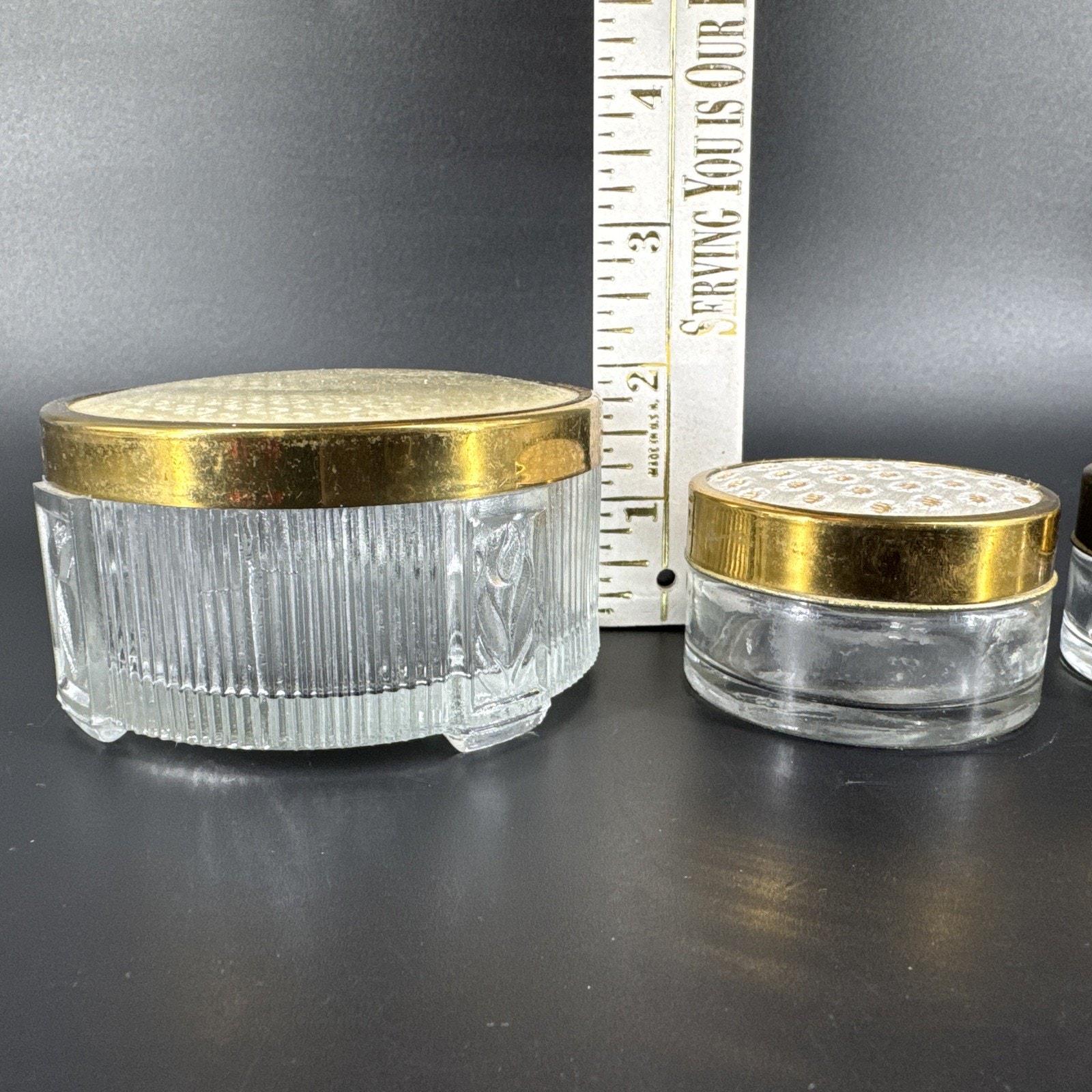 Vintage Antique Art Deco Powder Dresser Jars Vanity Set of 3 With Metal ...