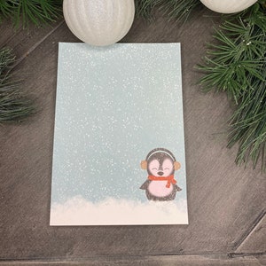 Snowy Penguin Notepad, Winter Notepad, Kawaii Penguin, 5x7 Notepad, Penguin Gift, Cute Notepad, Cute Stationery, Kawaii Stationery Gift