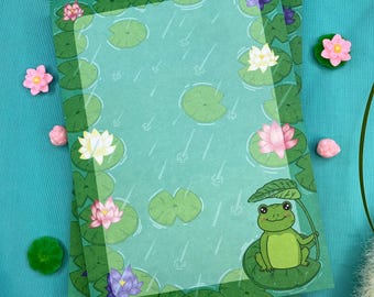 Rainy Day Frog Notepad, 5x7 in Cute Frog Stationery, Kawaii To-Do List Pad, Cottagecore Memo Pad, Whimsical Paper Goods, Desk Notepad