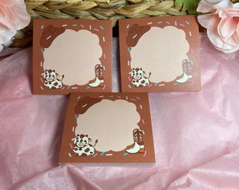 Chocolate Cow Sticky Notes, Kawaii Sticky Notes, Back to School Supplies, Cute Office Supplies, Southern Girl, Cow Art, Kawaii Stationery