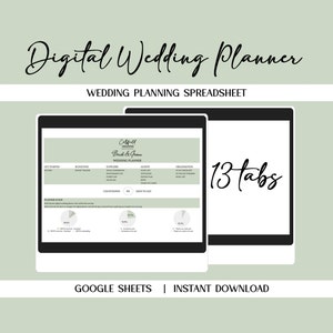 Wedding Planning Spreadsheet, Digital Wedding Planner