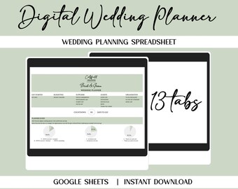 Wedding Planning Spreadsheet, Digital Wedding Planner