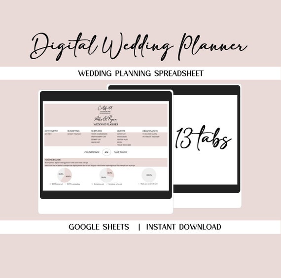 Digital Wedding Planner Spreadsheet, 13 Tabs (Google Sheets)