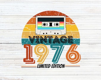 Sublimation Vintage 1976 Limited Edition Cassette Tape - 50th Birthday PNG Digital Design
