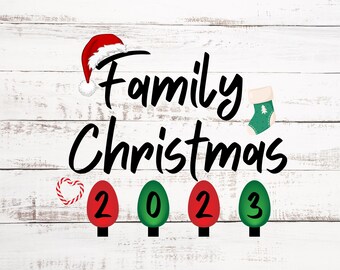 Sublimeringsdesign för familjens jul 2023 - PNG digital nedladdning