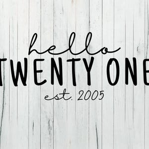 Hello Twenty One - est 2005 Birthday SVG / PNG Digital Design