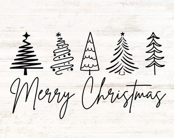 Merry Christmas Trees - SVG & PNG Digital Download