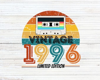 Sublimering Vintage 1996 Begränsad Upplaga Kassettband - 30-årsdag PNG Digital Design