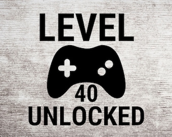 Nivå 40 upplåst - Gamerfödelsedag - 40-årsdag SVG/PNG digital design