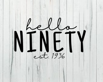 Hello Ninety - Est. 1936 90th Birthday Digital SVG PNG Design