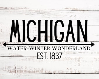 Michigan Water-Winter Wonderland EST 1837 - Digital PNG Download