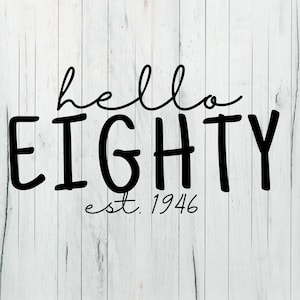 Hello Eighty - Est. 1946 - 80th Birthday Digital SVG & PNG