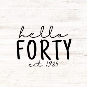 Hello Forty - est. 1985 Compleanno SVG/PNG Design digitale