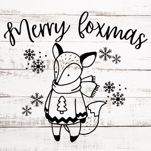 Joyeux Foxmas - Design de Noël renard mignon - téléchargement numérique PNG