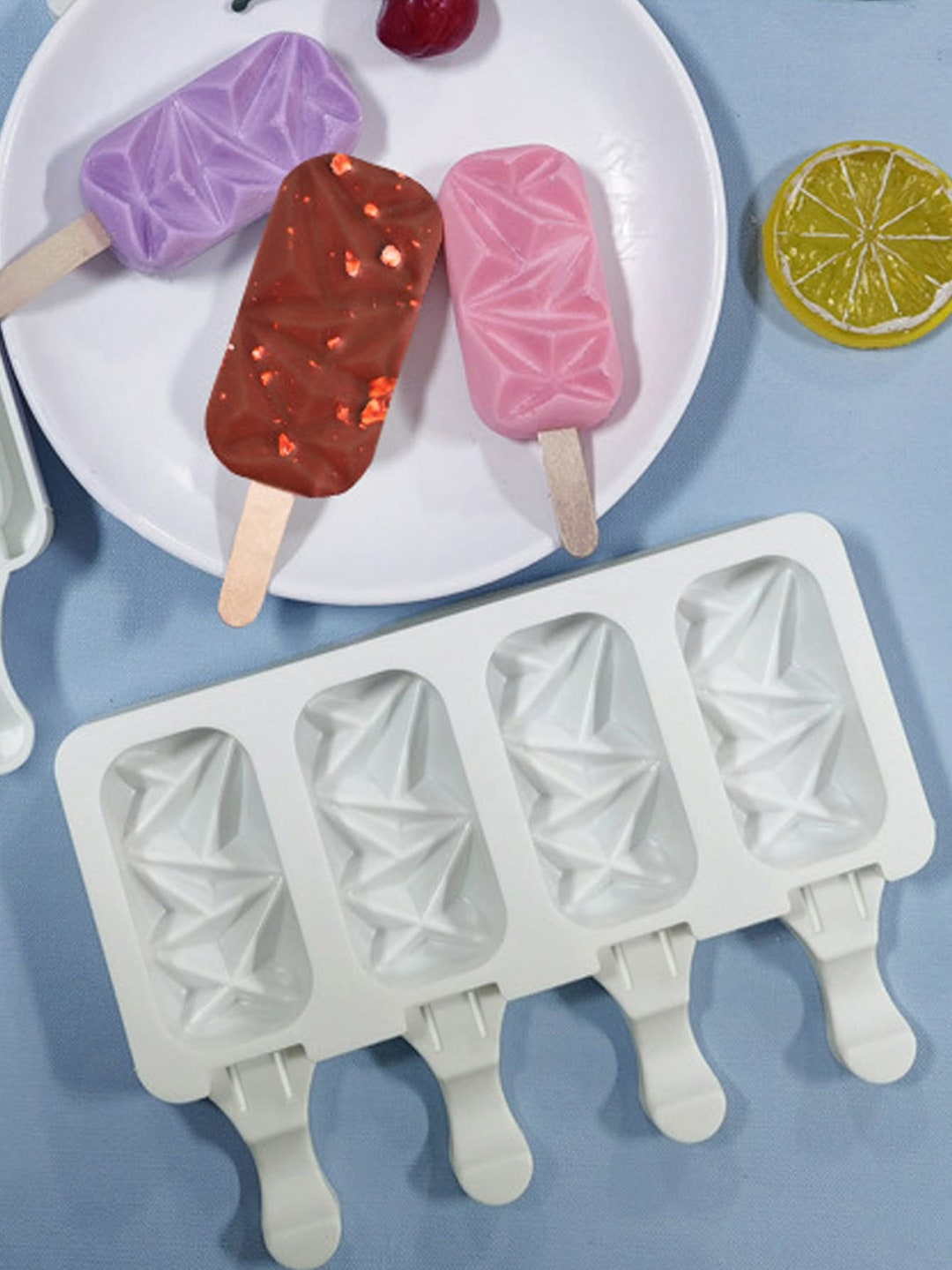 4 Cavity Large Smooth Heart Cakesicle Mold Cake Pop Mold and Popsicles  Sticks 