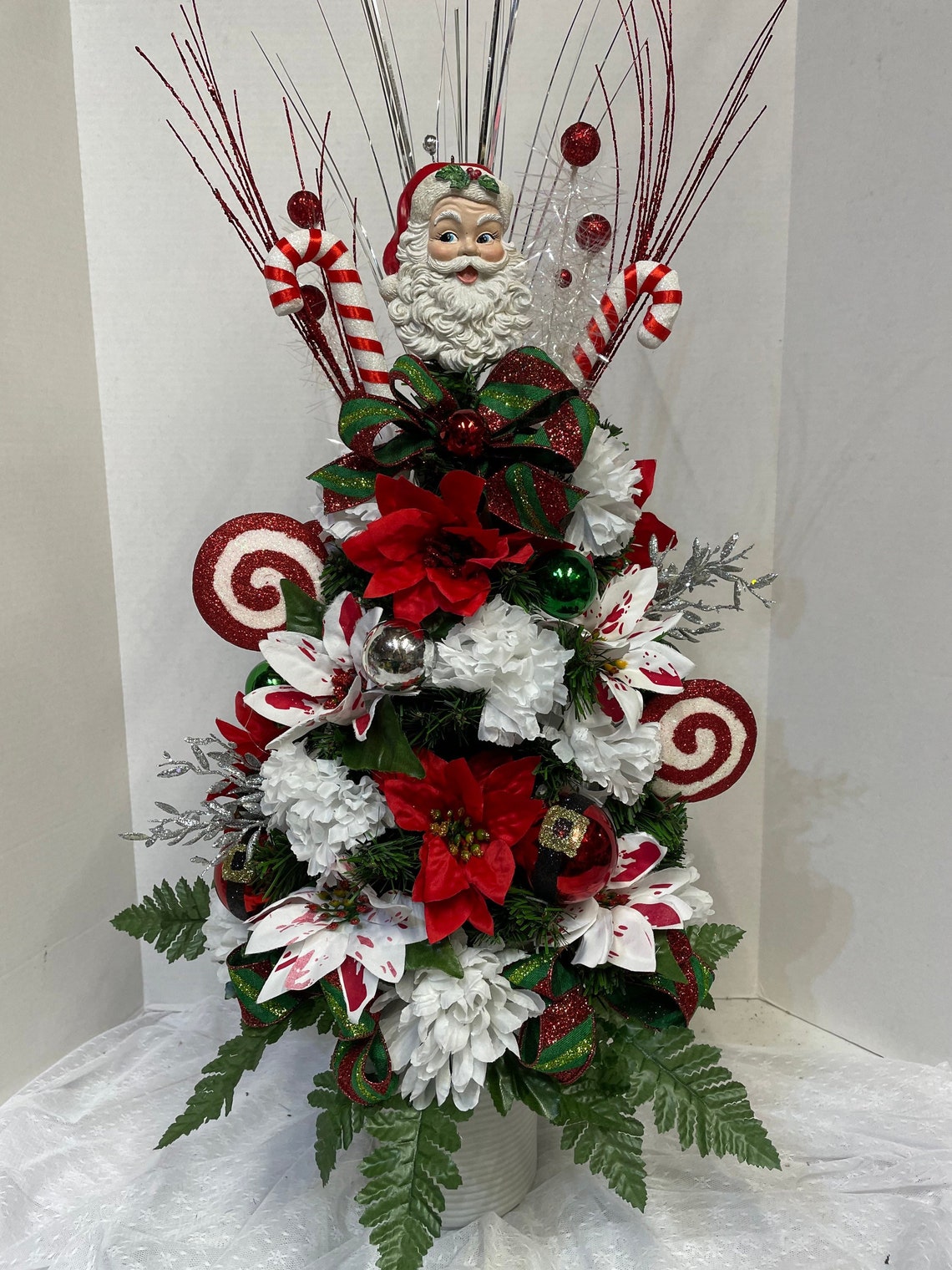 Santa Claus Christmas Tree Cemetery Memorial Gravestone Vase Etsy