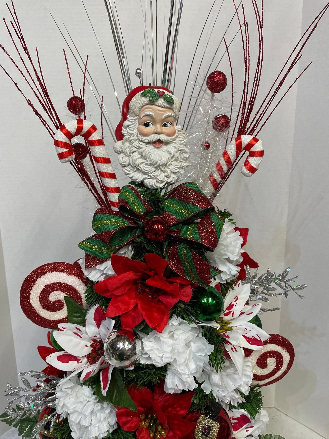 Santa Claus Christmas Tree Cemetery Memorial Gravestone Vase Etsy