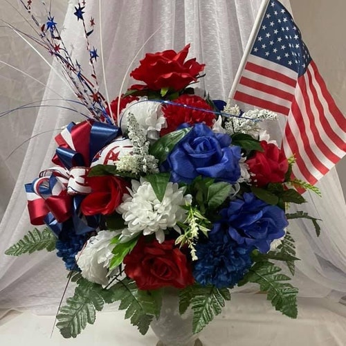 Cemetery Graveside Flower Arrangement Headstone Memorial Etsy