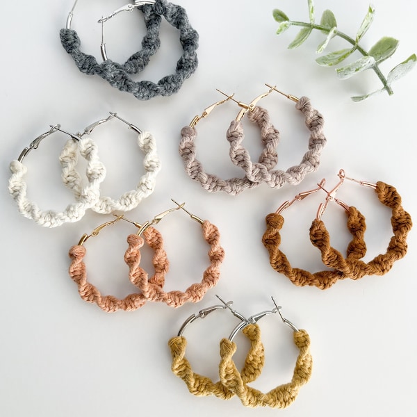 Macrame hoop earrings | Small hoops | Macrame accessories | Hoop earrings | Handmade jewelry | Made to order | Gifts for her