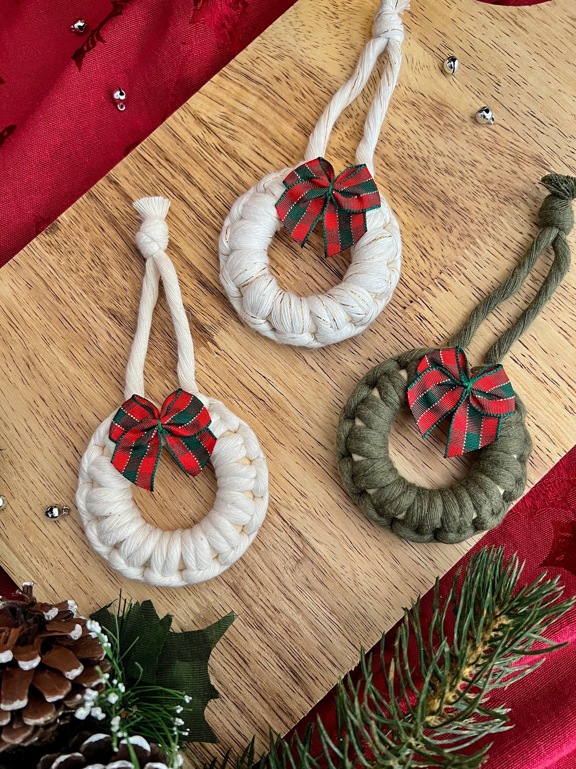 Macrame Christmas Ornaments Miniature Macrame Wreath Holiday - Etsy