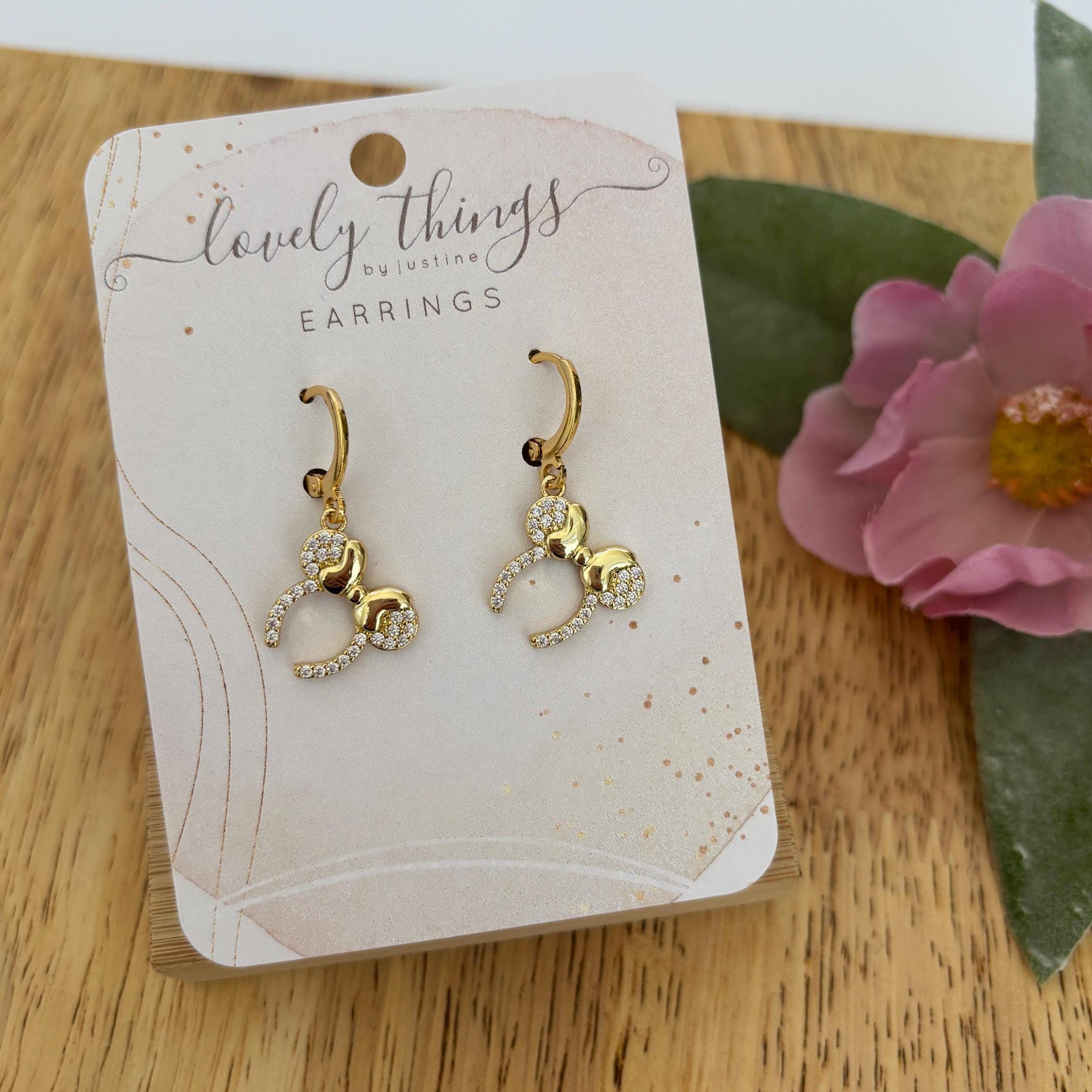 Boucles D'oreilles Fantaisie Minnie Mouse - Couleur Doré, Neuves Avec étiquettes, Livraison Rapide