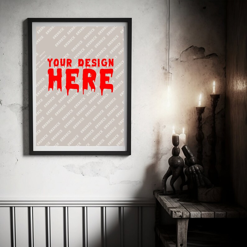 Creepy Frame Mockup Design for Your Horror Posters Display on Online