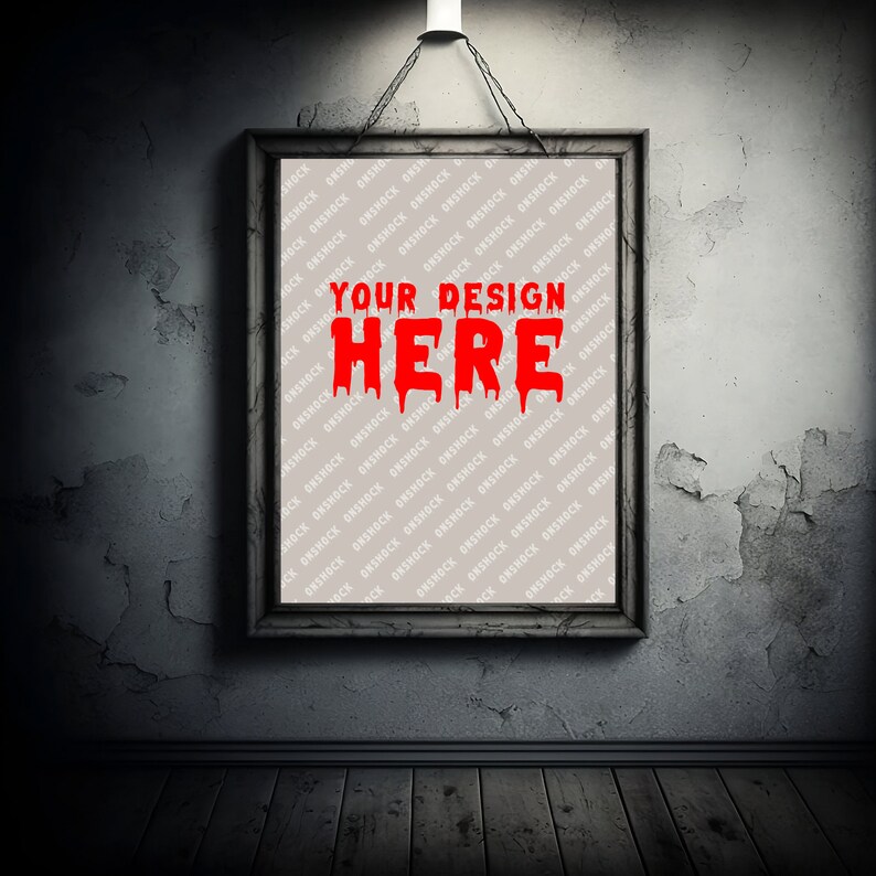 Red Frame Horror Creepy Frame Mockup Design for Your Horror Posters Display on Online ...