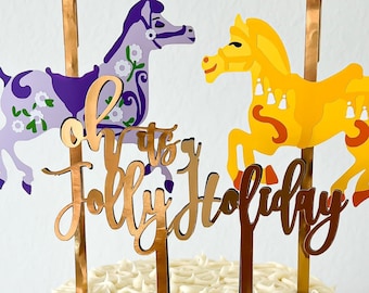 Handmade Mary Poppins Inspired &quot;Oh its a Jolly Holiday&quot; Cake Topper Words for Birthdays, Showers, or Decoration