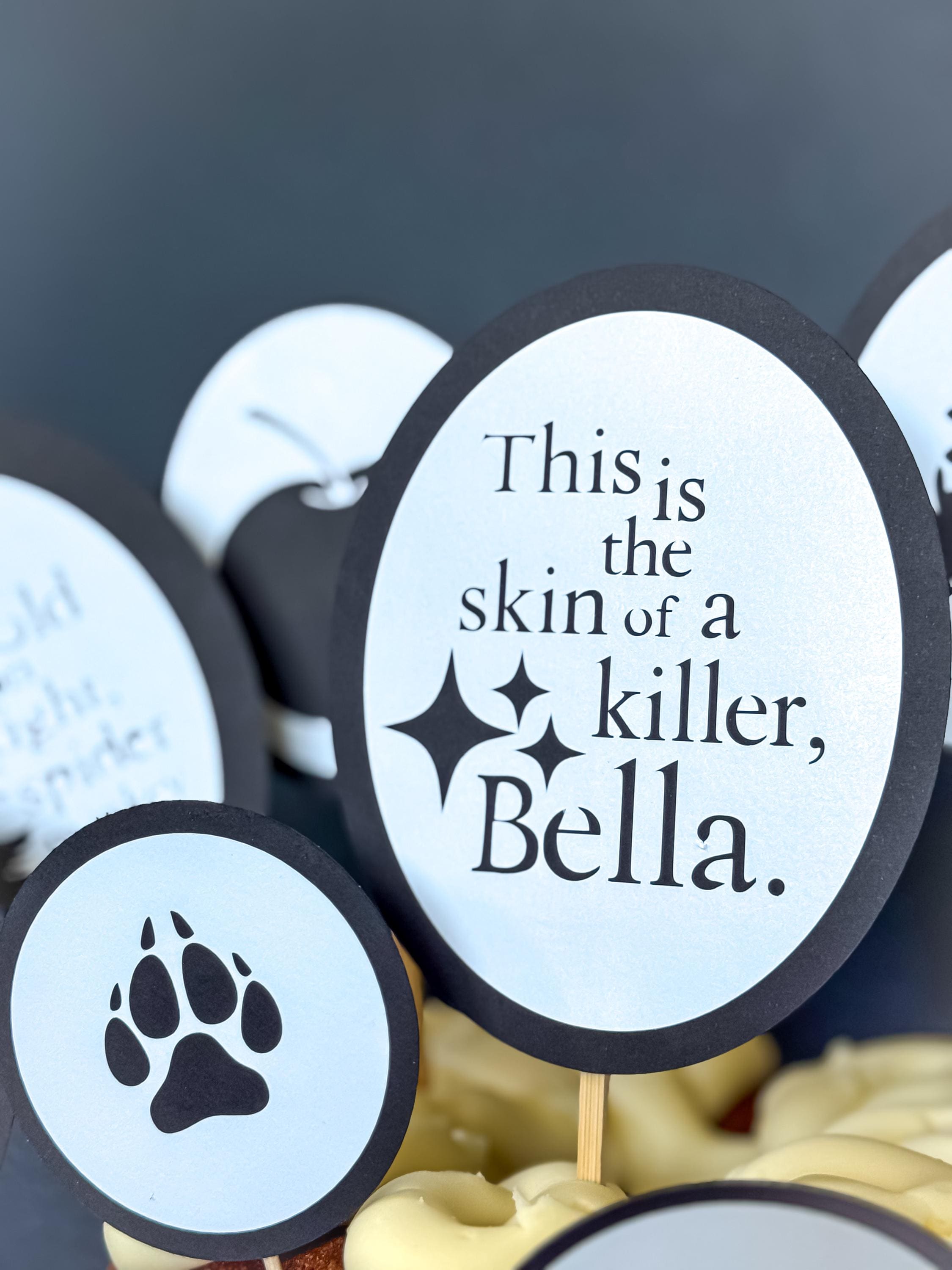 Twilight Themed Cupcake and Cake Toppers for Vampire themed Birthdays, Showers, Parties, or Bookclubs, or Watch Parties