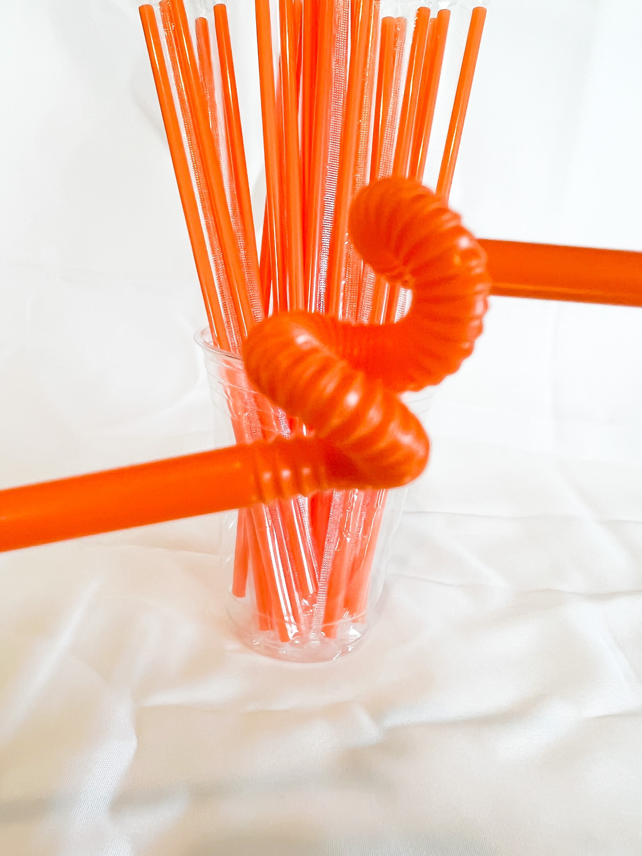 Orange Glow Straws for Party Drinks, PACKS OF 25