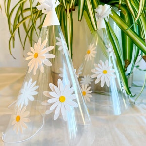 Handmade Delightful Daisy Clear Flower Party Hats for Adults and Children for Birthday Parties, Showers, or Event Décor and Decorations