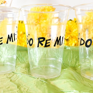 The Sound of Music Inspired “Do Re Mi” Plastic Cups for Birthdays, Showers, and Parties with Optional Lids & Straws