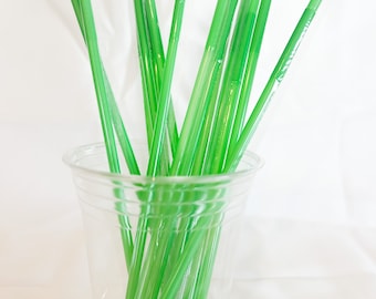 Green Plastic Bendy Drinking Straws