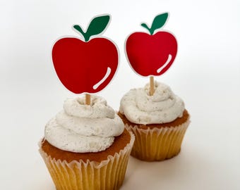 Apple Cupcake Toppers for Fruit themed Birthdays, Showers, or Parties