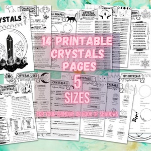 Crystal Magick For Beginners, Basics Of Crystals, Crystal Meanings Grimoire Sheets, Gemstones Book Of Shadows Pages, Witchy Minerals Guide