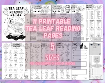 Kit de lectura de hojas de té para principiantes, kit básico de adivinación, páginas de grimorio, páginas del Libro de las Sombras, guía de tazas de té de brujas