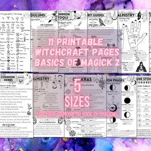 Printable Beginner Witchcraft Basics Guide, Basics Of Magick Set 2, Grimoire Sheets, Digital Book Of Shadows Pages, Chakras, Herbs,Palmistry