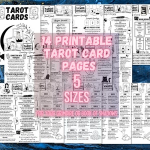 Tarot Spickzettel für Anfänger, Tarot Journal Seiten, Tarot Karte Bedeutungen, Grimoire, Buch der Schatten, Baby Hexe Set