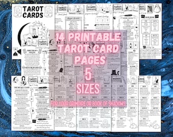 Tarot Cheat Sheets For Beginners, Learn Tarot Journal Pages, Tarot Spreads, Tarot Card Meanings, Grimoire, Book Of Shadows, Baby Witch Set