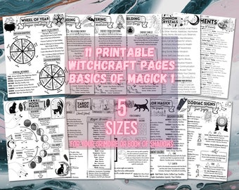 Witchcraft Basics Printable For Beginners, Basics Of Magick Set 1, Grimoire Sheets, Digital Book Of Shadows Pages, Crystals, Moon Phases,