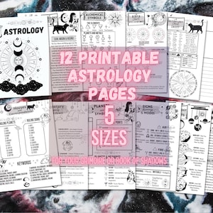 Hojas de astrología para principiantes, Conceptos básicos de la astrología, Páginas de grimorio de la carta natal, Páginas del Libro de las sombras de los signos del zodíaco, Guía de astrología de brujas