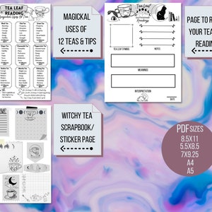 Tea Leaf Reading Set For Beginners, Basics Of Fortune Telling Kit, Grimoire Pages, Book Of Shadows Pages, Witchy Tea Cup Guide image 5