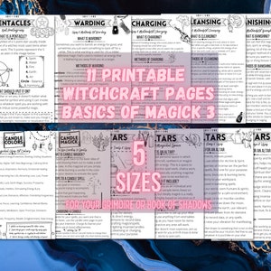 Basic Witchcraft Printable Guide Beginners, Basics Of Magick Set 3, Grimoire Sheets, Digital Book Of Shadows Pages, Altars,Candle Magick