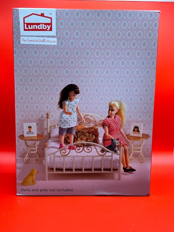 Set da camera da letto originale Lundby per la casa delle bambole