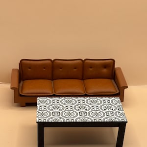 Vintage Lundby original Brasilia 3 seater sofa with table to dollhouse